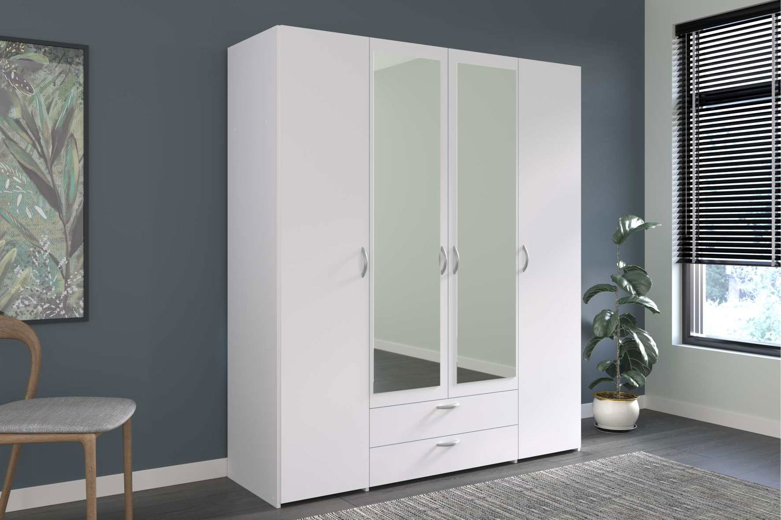 Ντουλάπα Dorm τετράφυλλη με καθρέπτη 2