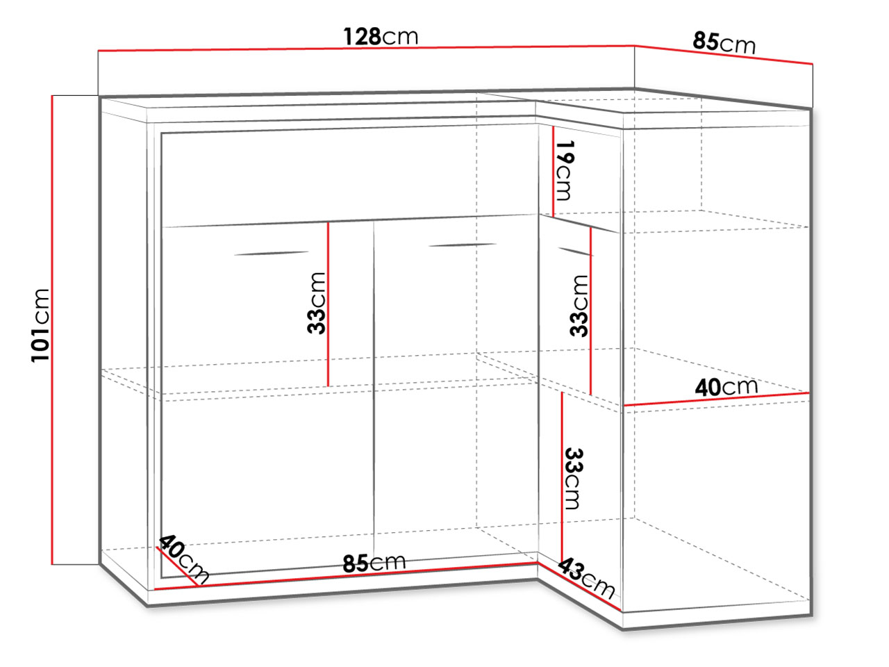 Γωνιακός μπουφές Mediolan 15K 4