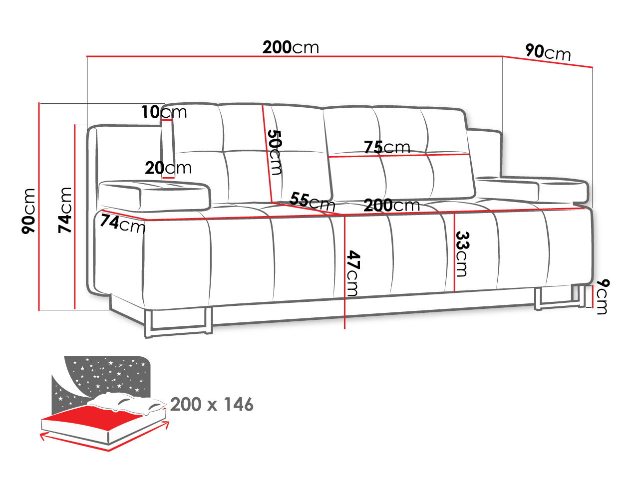Καναπές - κρεβάτι Morena 3