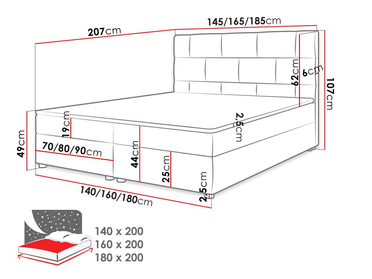 Επενδυμένο κρεβάτι Wall 4