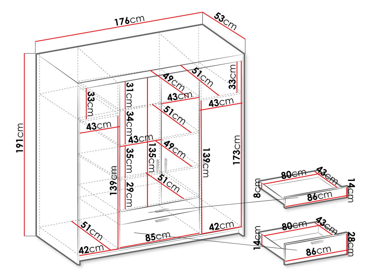 Ντουλάπα τετράφυλλη Elena 4D 3