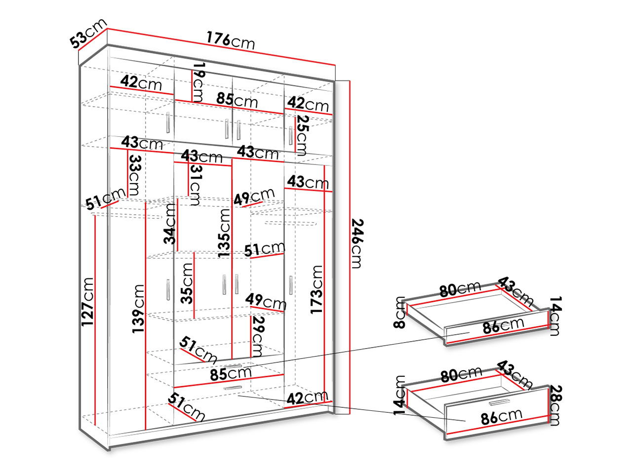 Ντουλάπα τετράφυλλη Elena 4D Plus 3