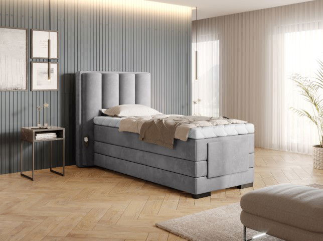 Επενδυμένο κρεβάτι Villard 90 με στρώμα και ανώστρωμα 4