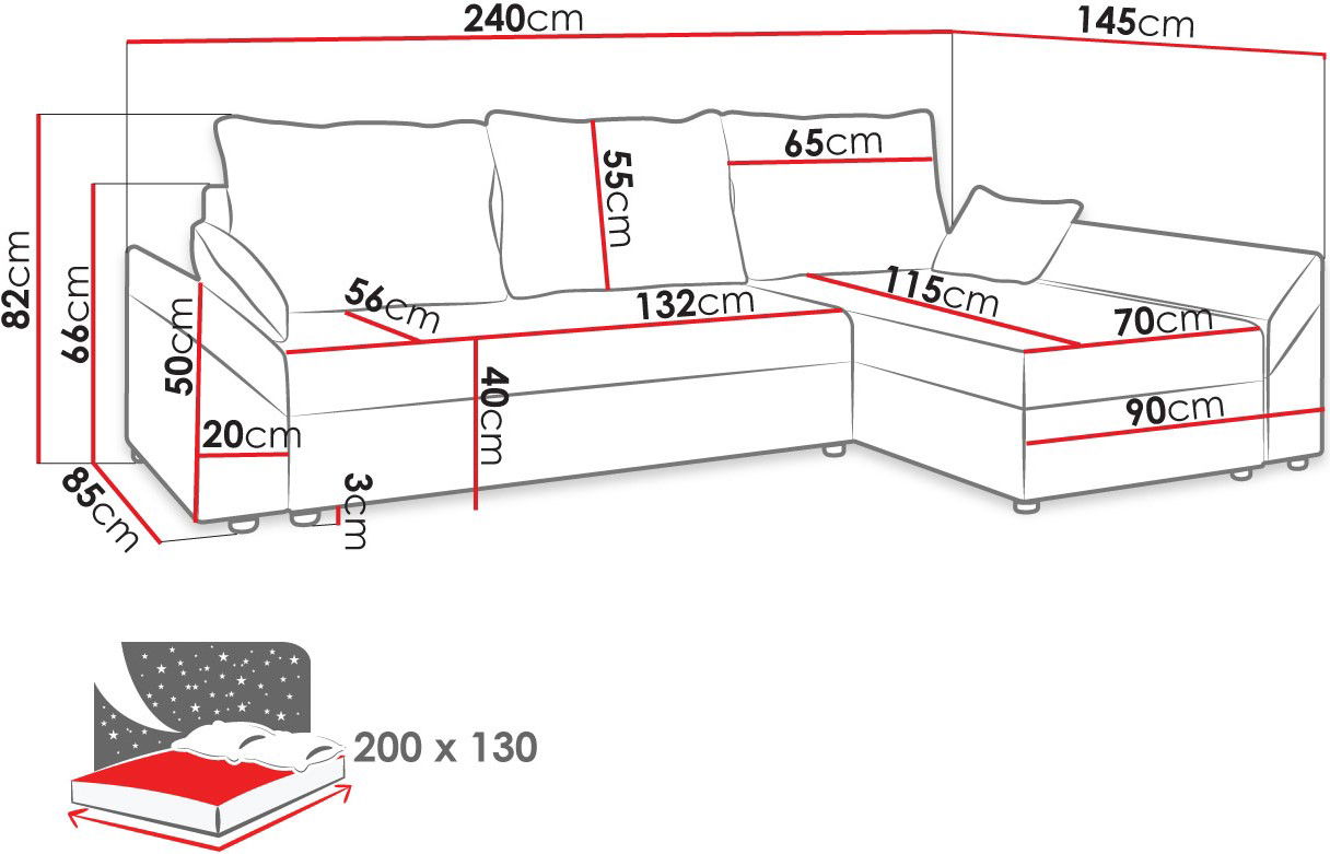 Γωνιακός καναπές Dante L 3