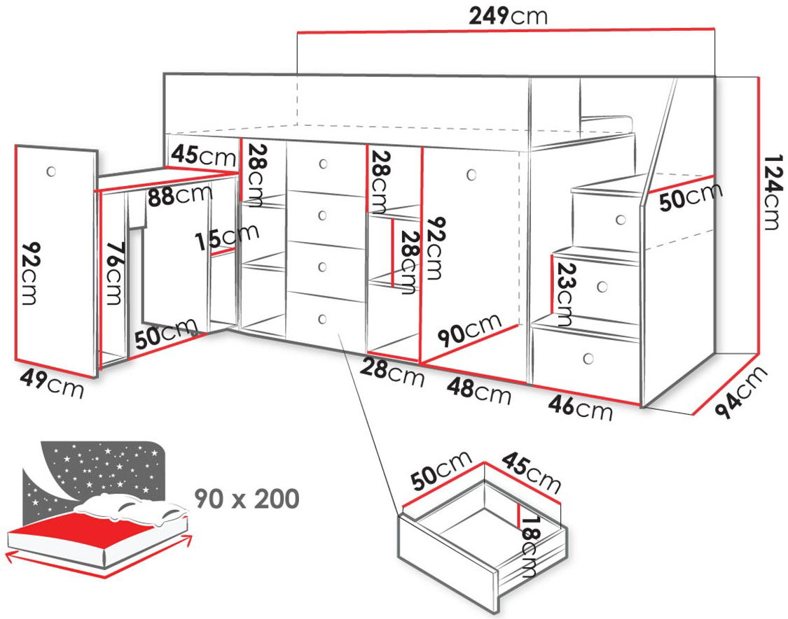 Πολυλειτουργικό κρεβάτι Smart III-Δεξιά-Mauro 3