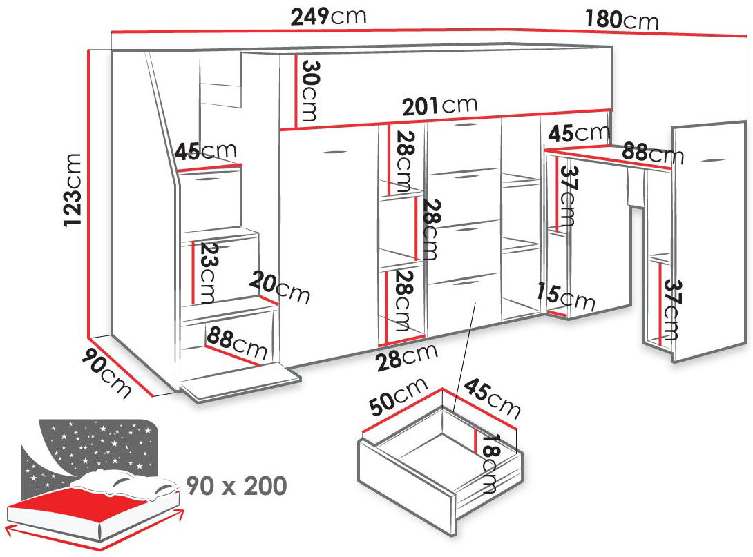 Πολυλειτουργικό κρεβάτι Konkret III 5