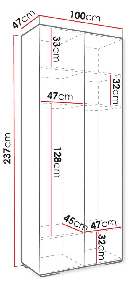 Ντουλάπα δίφυλλη Manhattan Ryfel 10 3