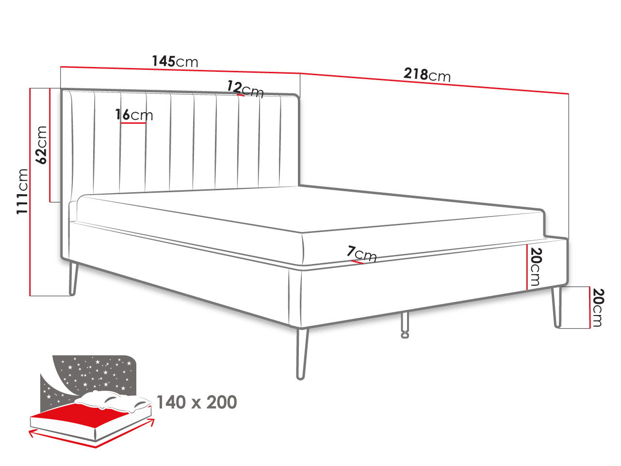 Επενδυμένο κρεβάτι Flavia 2