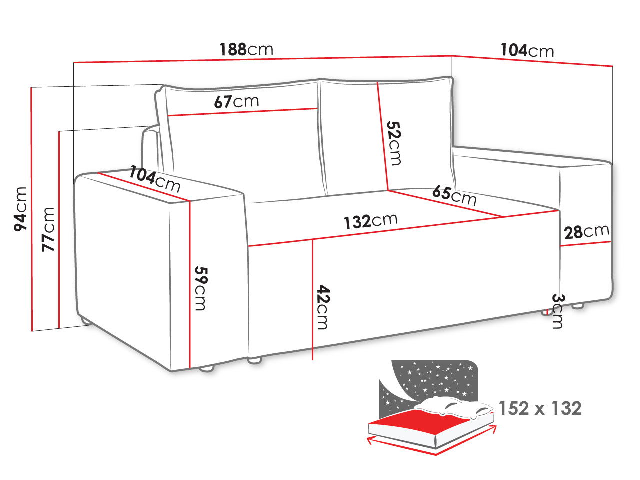 Καναπές - κρεβάτι Malaga II διθέσιος 3