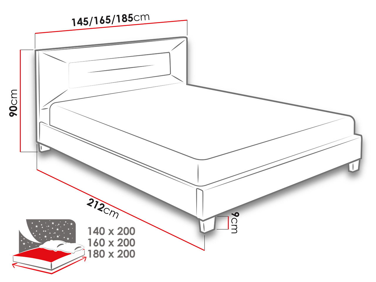 Επενδυμένο κρεβάτι Dario 3