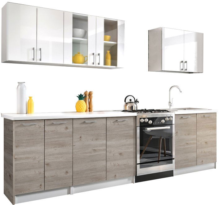 Σύνθεση κουζίνας Eco 2.8-Fusiko skouro-Leuko Gualistero 1