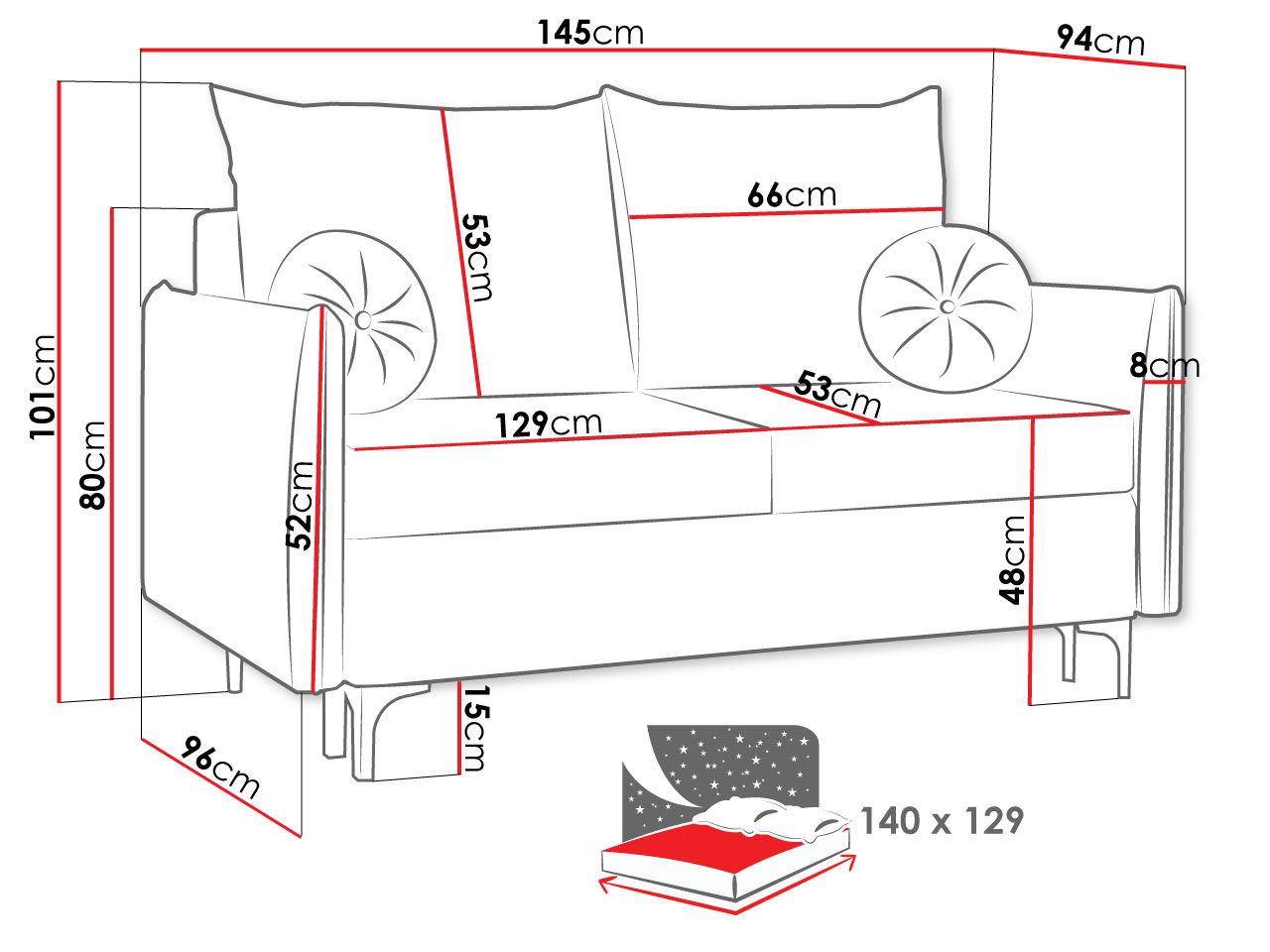 Καναπές - κρεβάτι Leon small 3