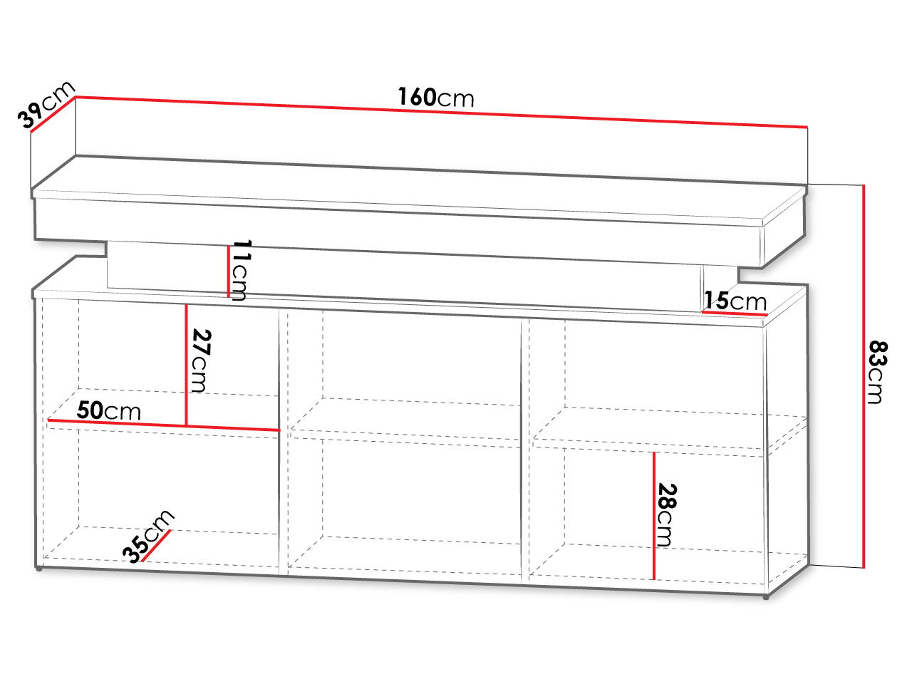 Μπουφές Glossa 160 με LED 4