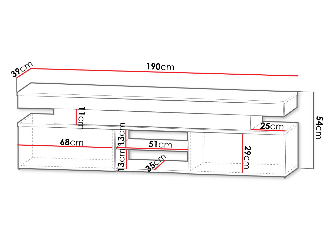 Έπιπλο τηλεόρασης Glossa 2D 190 με LED 4