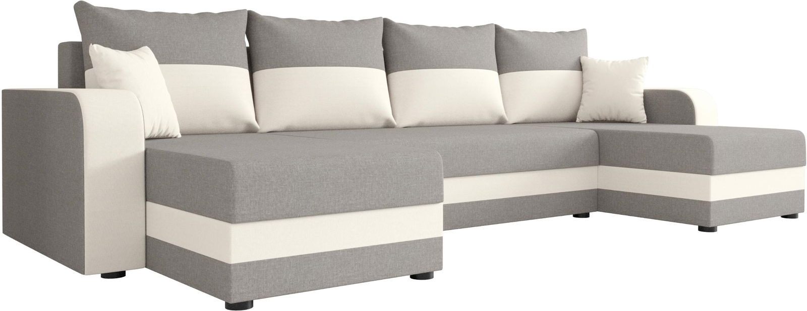 Γωνιακός καναπές Dennis U-Gkri anoixto - leuko 1