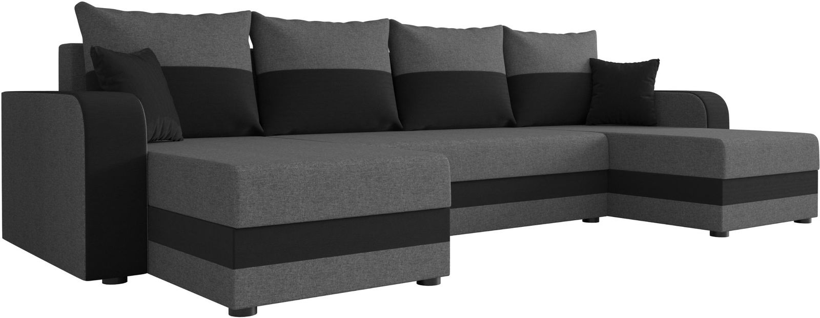 Γωνιακός καναπές Dennis U-Gkri skouro - Mavro 1