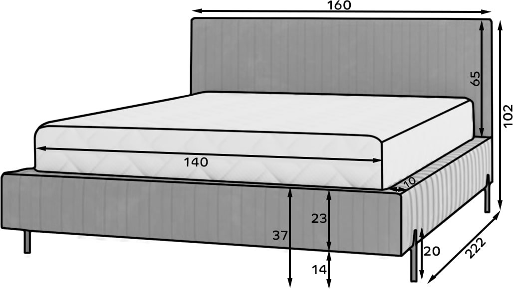 Επενδυμένο κρεβάτι Prallo 3
