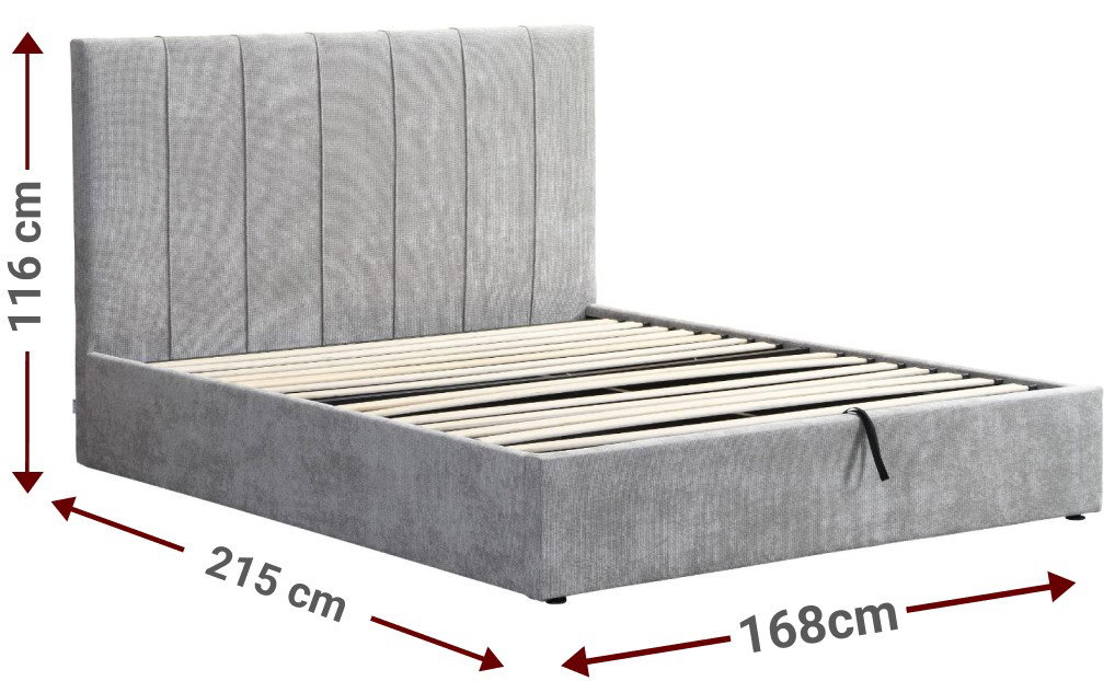 Επενδυμένο κρεβάτι Denzel-Γκρι-160x200-Lift-Storage 3