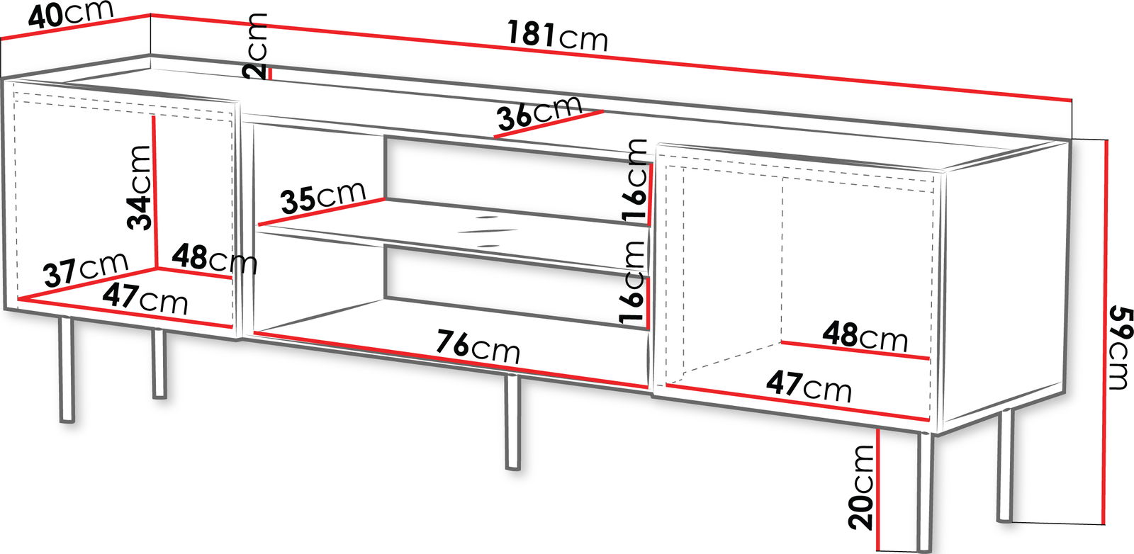 Έπιπλο τηλεόρασης Lucca 2D 4