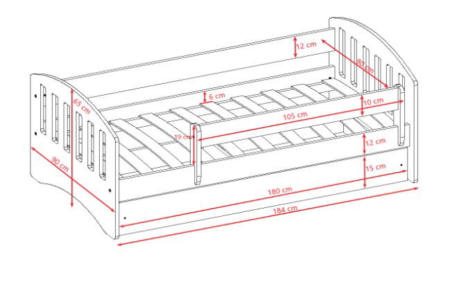 Παιδικό κρεβάτι Classic -Leuko-180 x 80 3
