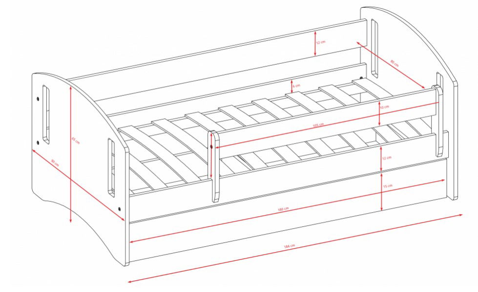 Παιδικό κρεβάτι Classic II-Leuko-180 x 80 3