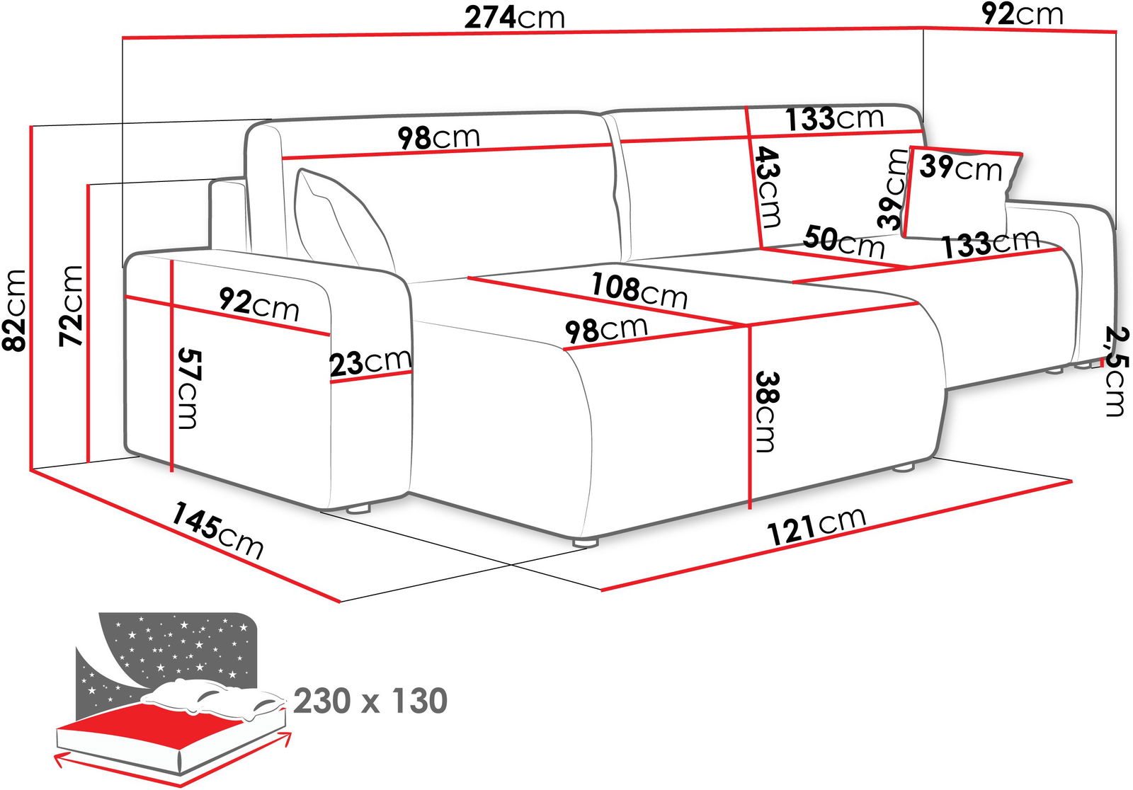 Γωνιακός καναπές Piano 3