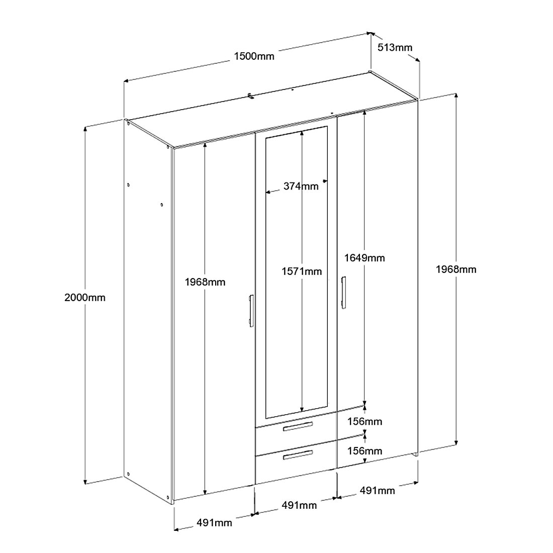 Ντουλάπα Daily τρίφυλλη 3