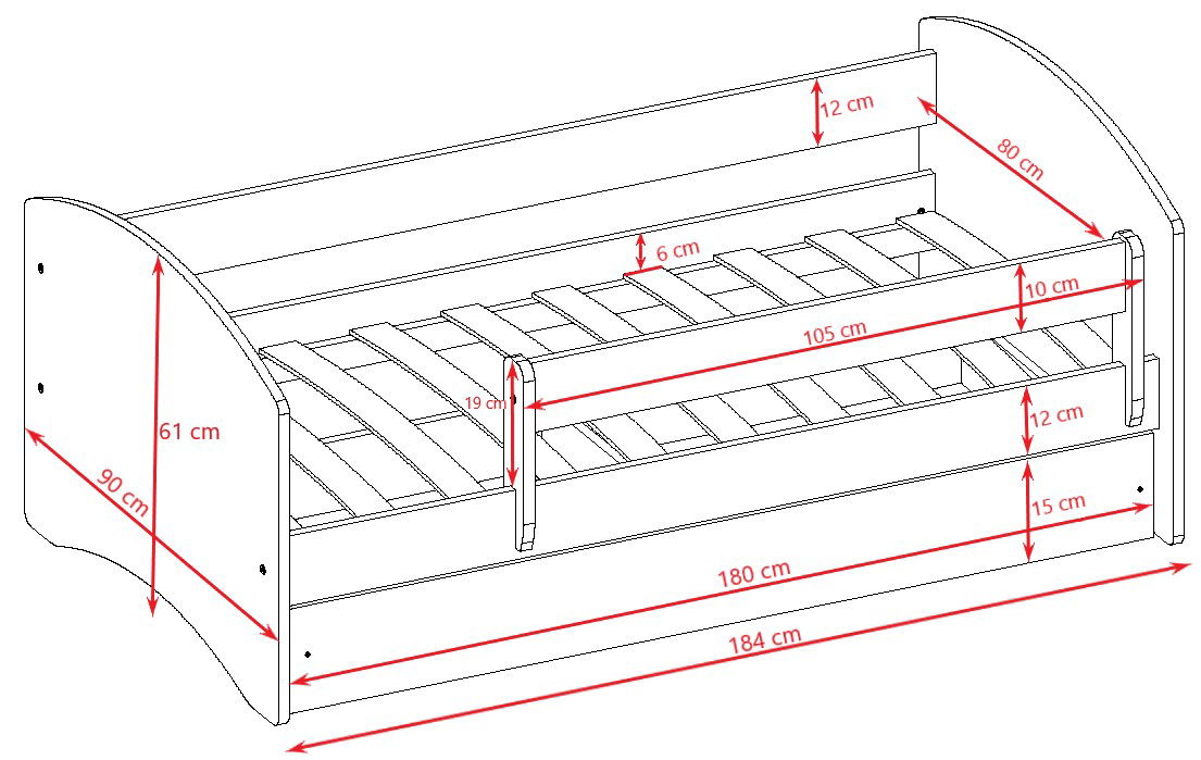 Παιδικό κρεβάτι Babydreams Cartoon-Mple-180 x 80-Safari 3