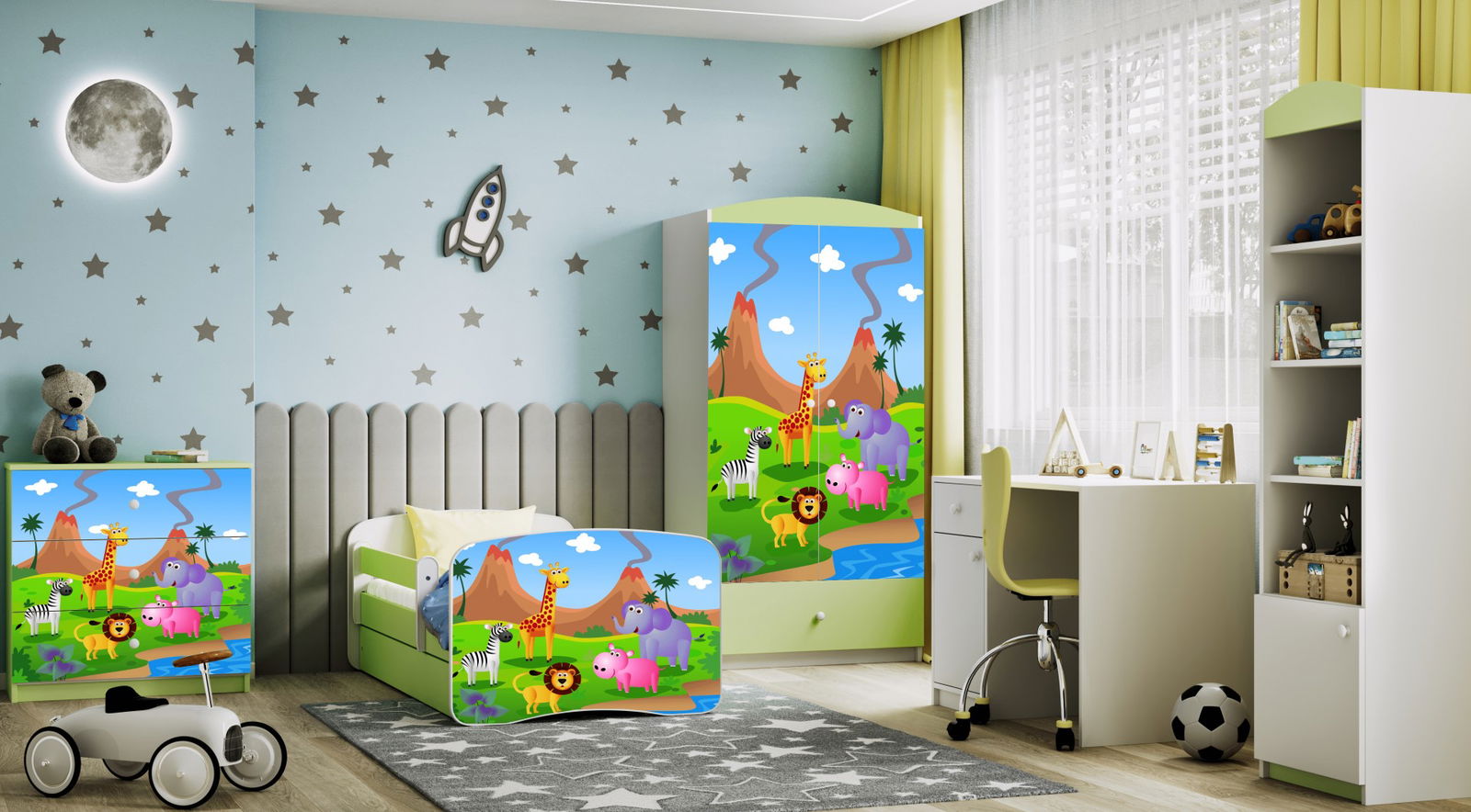 Παιδικό κρεβάτι Babydreams Cartoon-Prasino-180 x 80-Safari 4