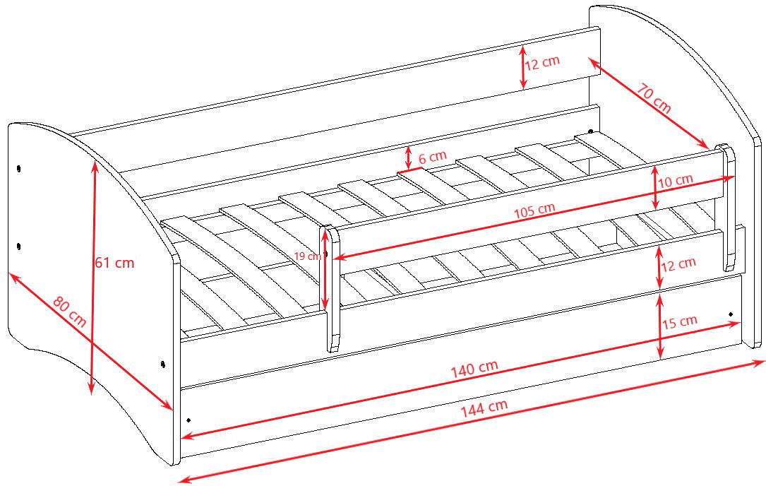 Παιδικό κρεβάτι Babydreams Cartoon-Prasino-140 x 70-Safari 3