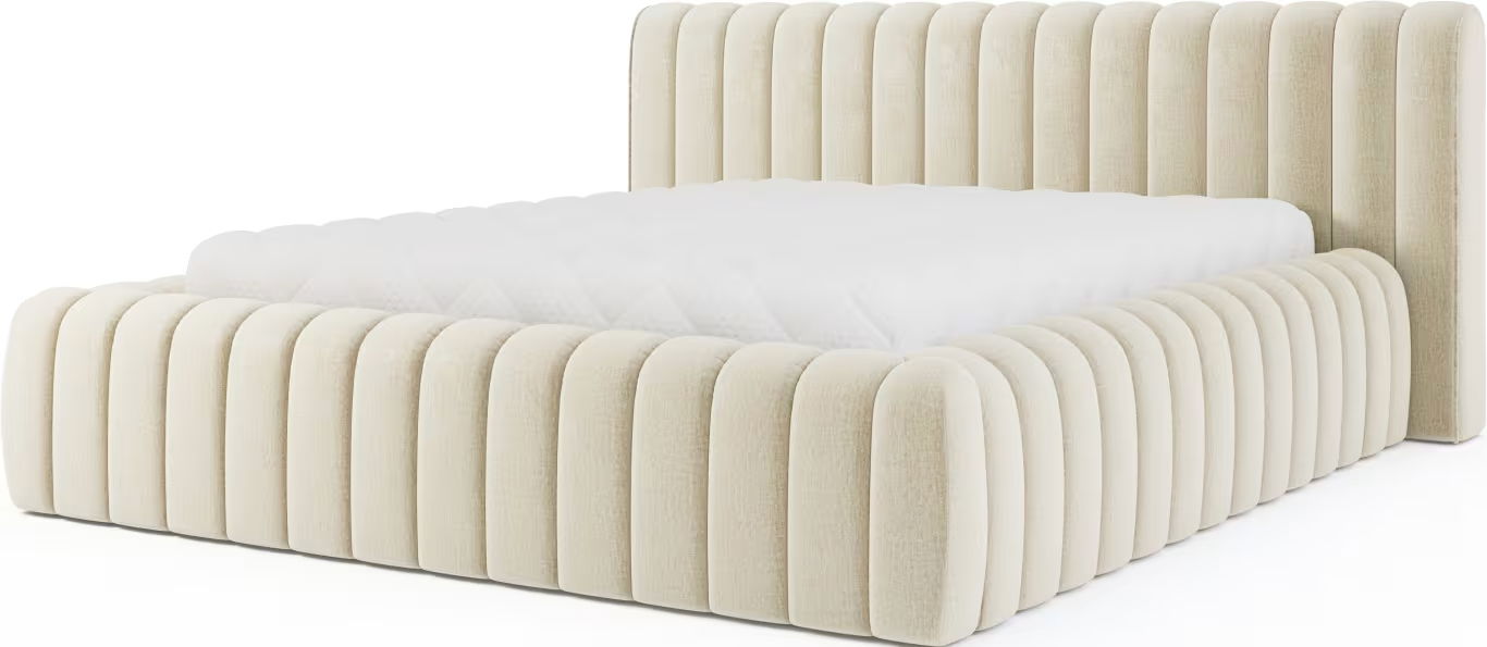 Επενδυμένο κρεβάτι Carlito-Ekrou-160 x 200 1