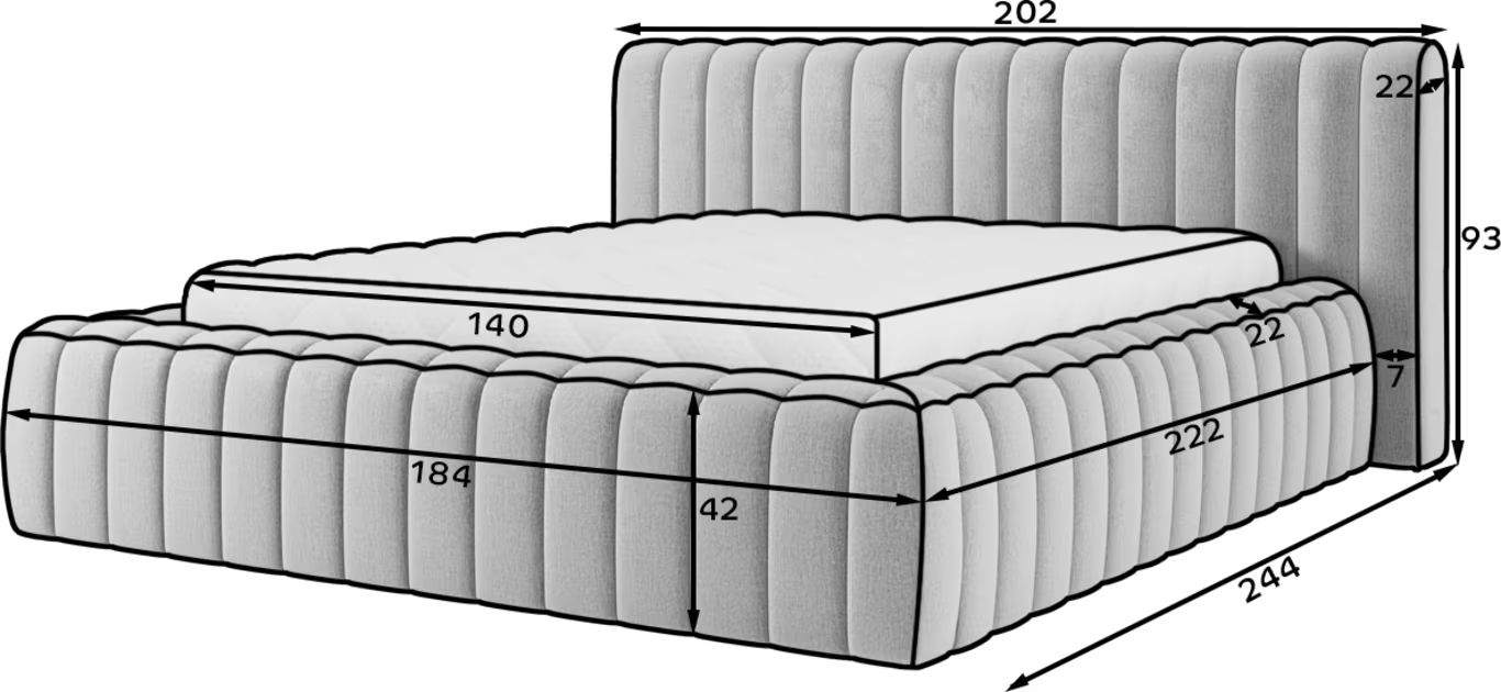 Επενδυμένο κρεβάτι Carlito 3