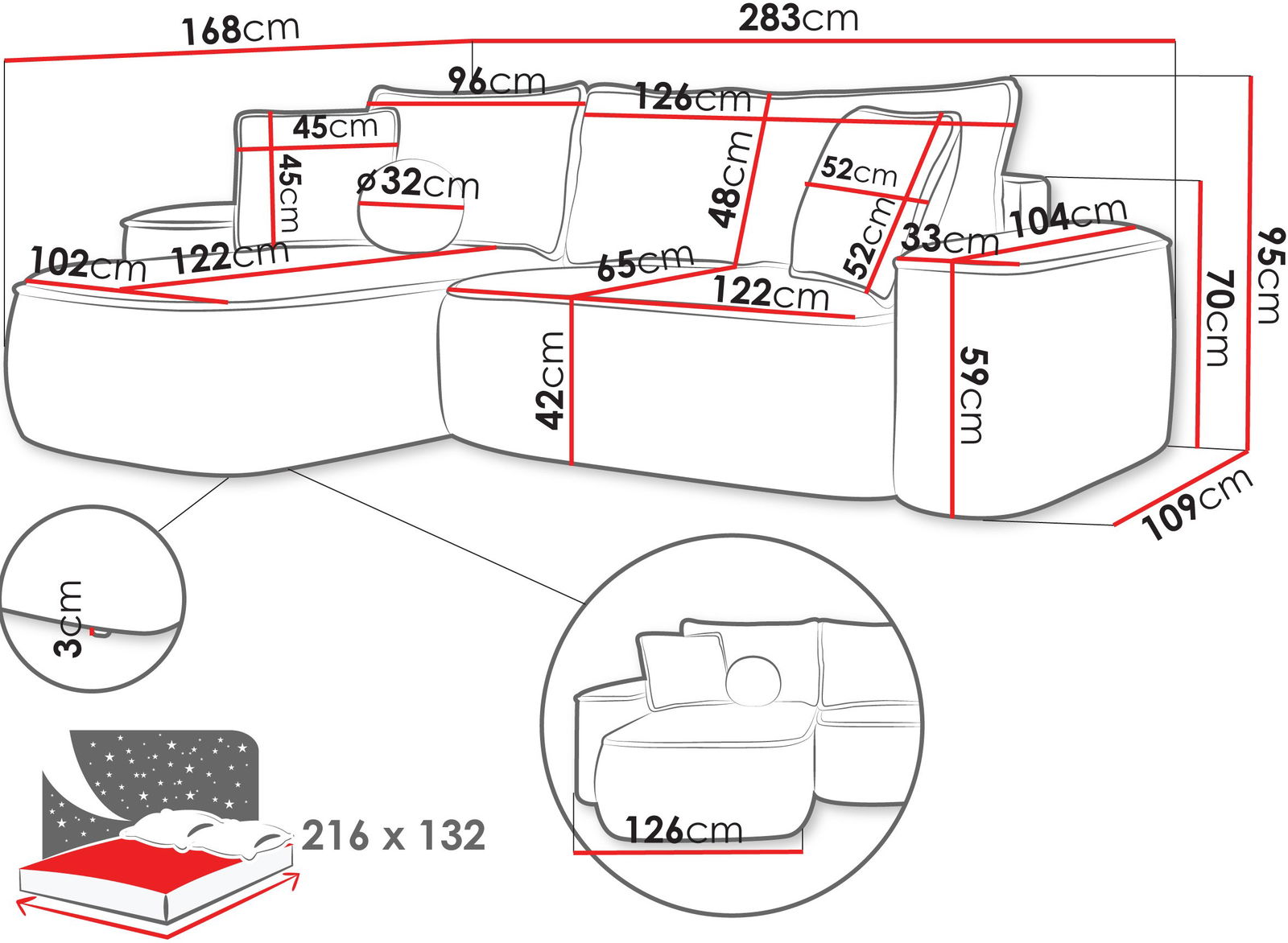Γωνιακός καναπές Sandby 3