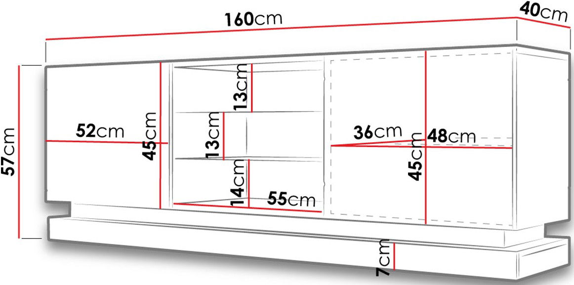 Έπιπλο τηλεόρασης Qiu με LED 3