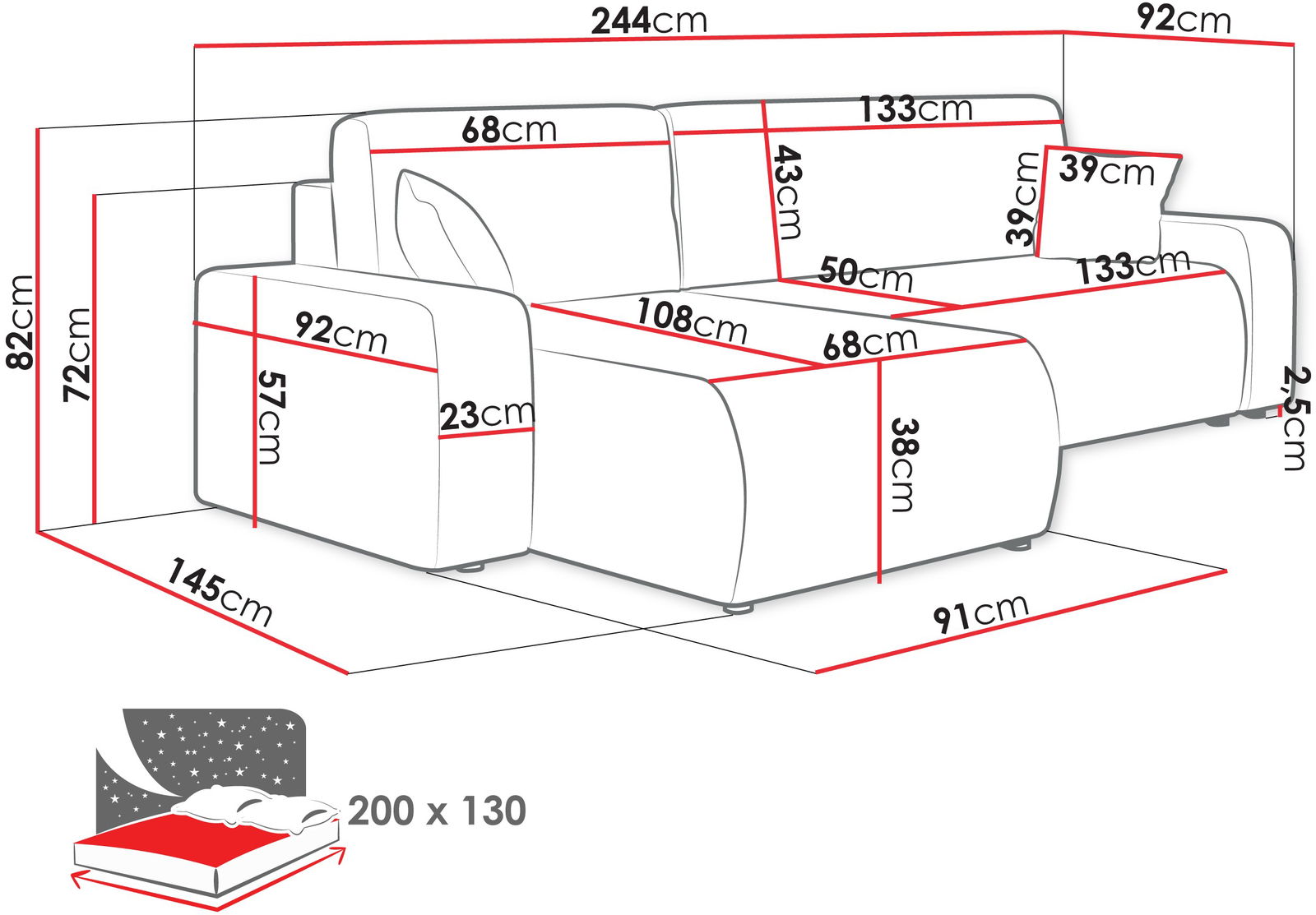 Γωνιακός καναπές Piano L 3
