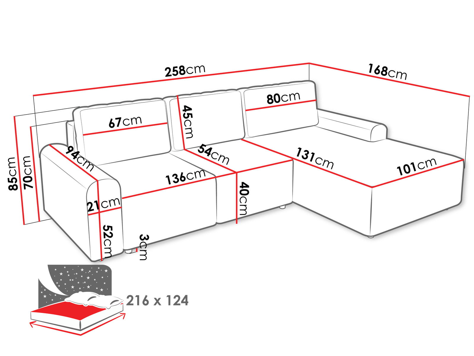 Γωνιακός καναπές Bella L 3