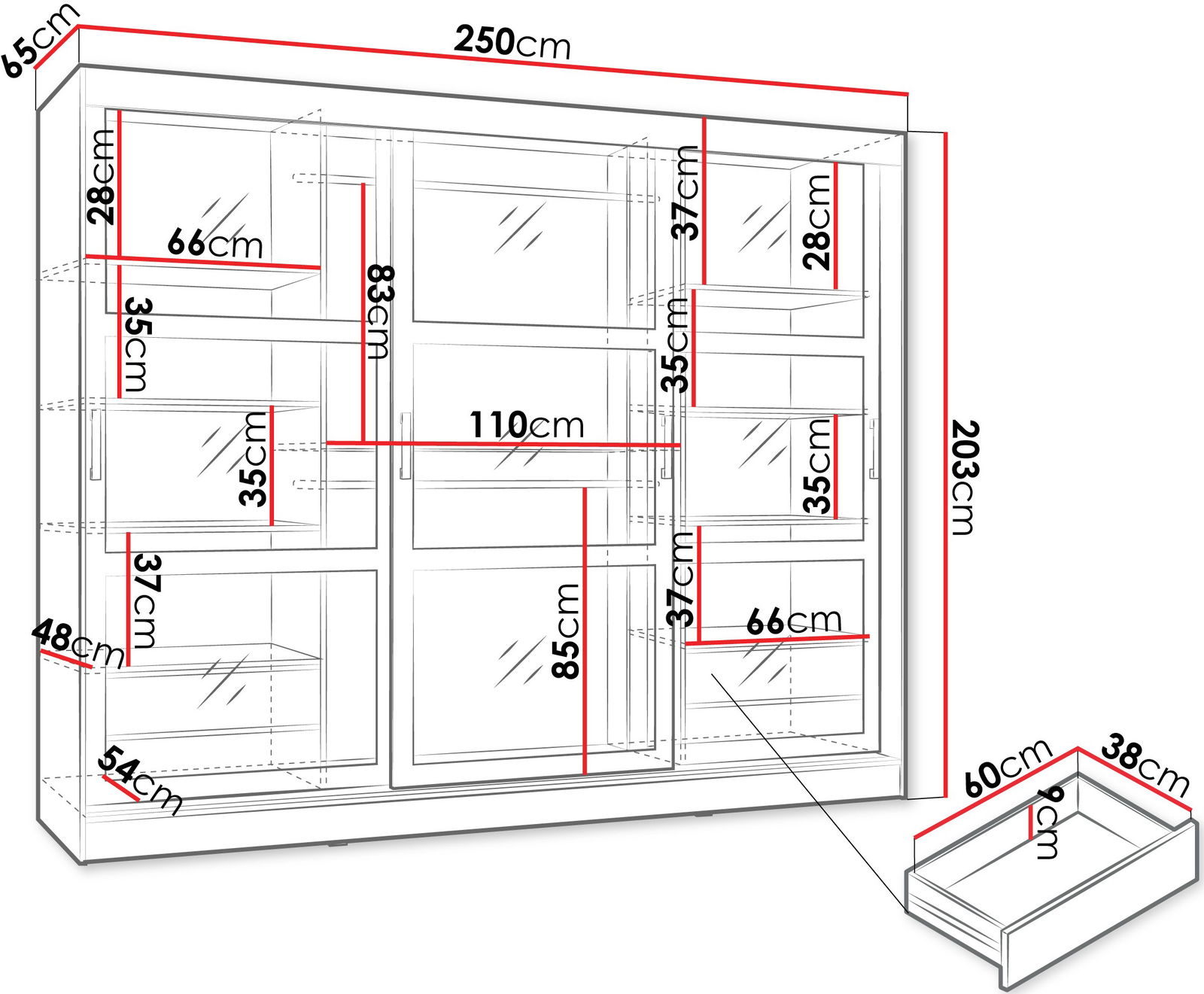 Ντουλάπα Norlio συρόμενη 3
