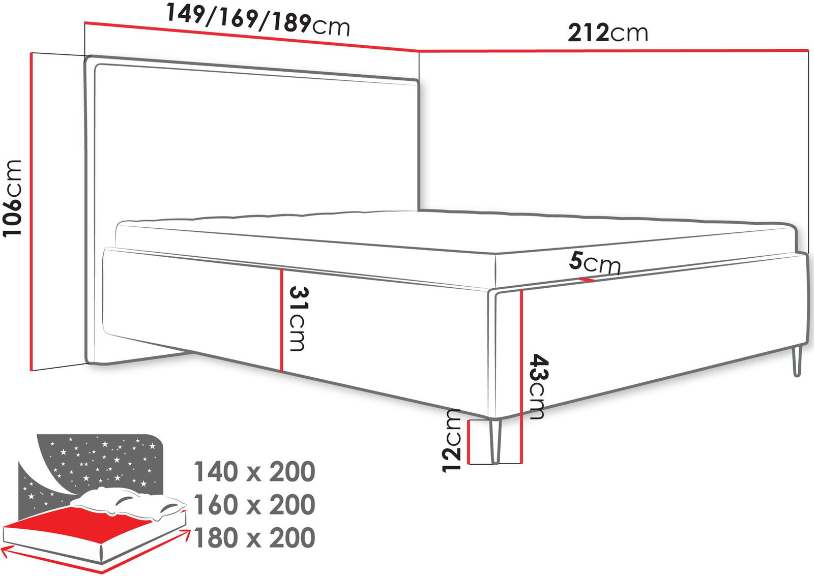 Επενδυμένο κρεβάτι Puretta 3