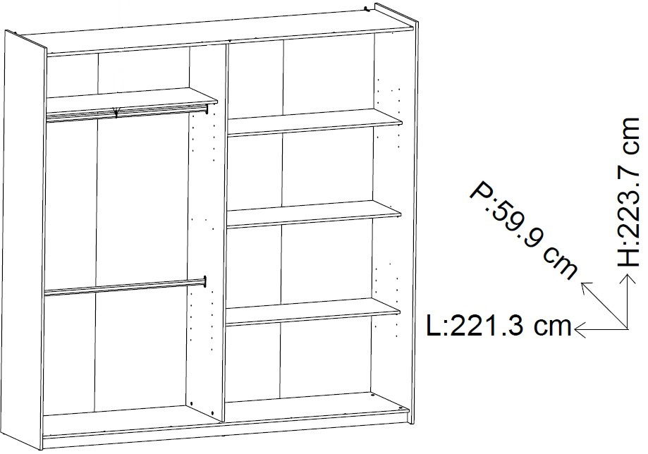 Ντουλάπα συρόμενη Alcazaba 220 3