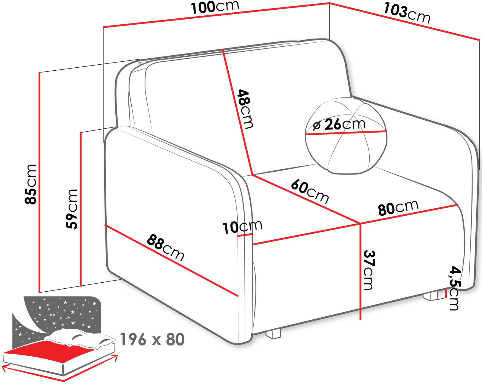Πολυθρόνα - κρεβάτι Viva Sun I 3