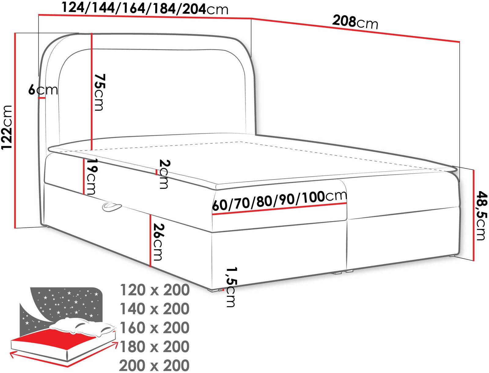 Επενδυμένο κρεβάτι Bonito 3