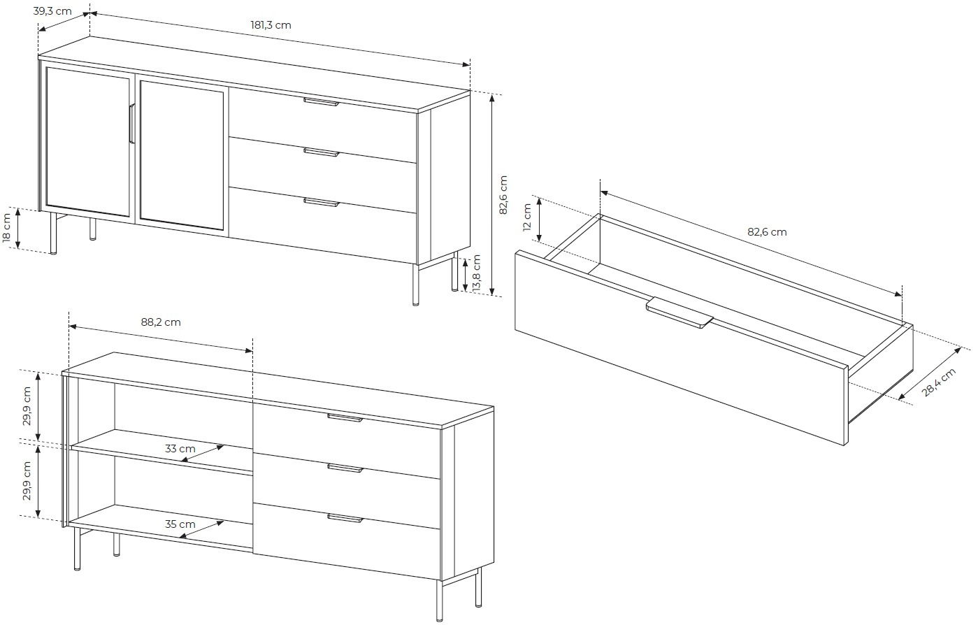 Μπουφές Luminus 2D3S 4