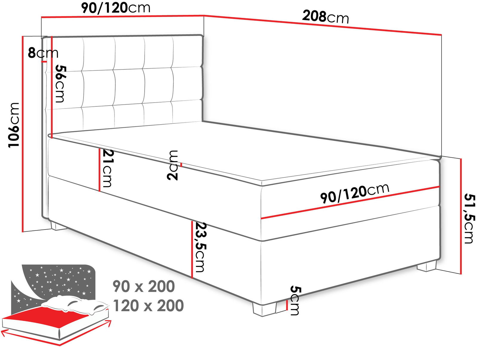 Επενδυμένο κρεβάτι Lind 3