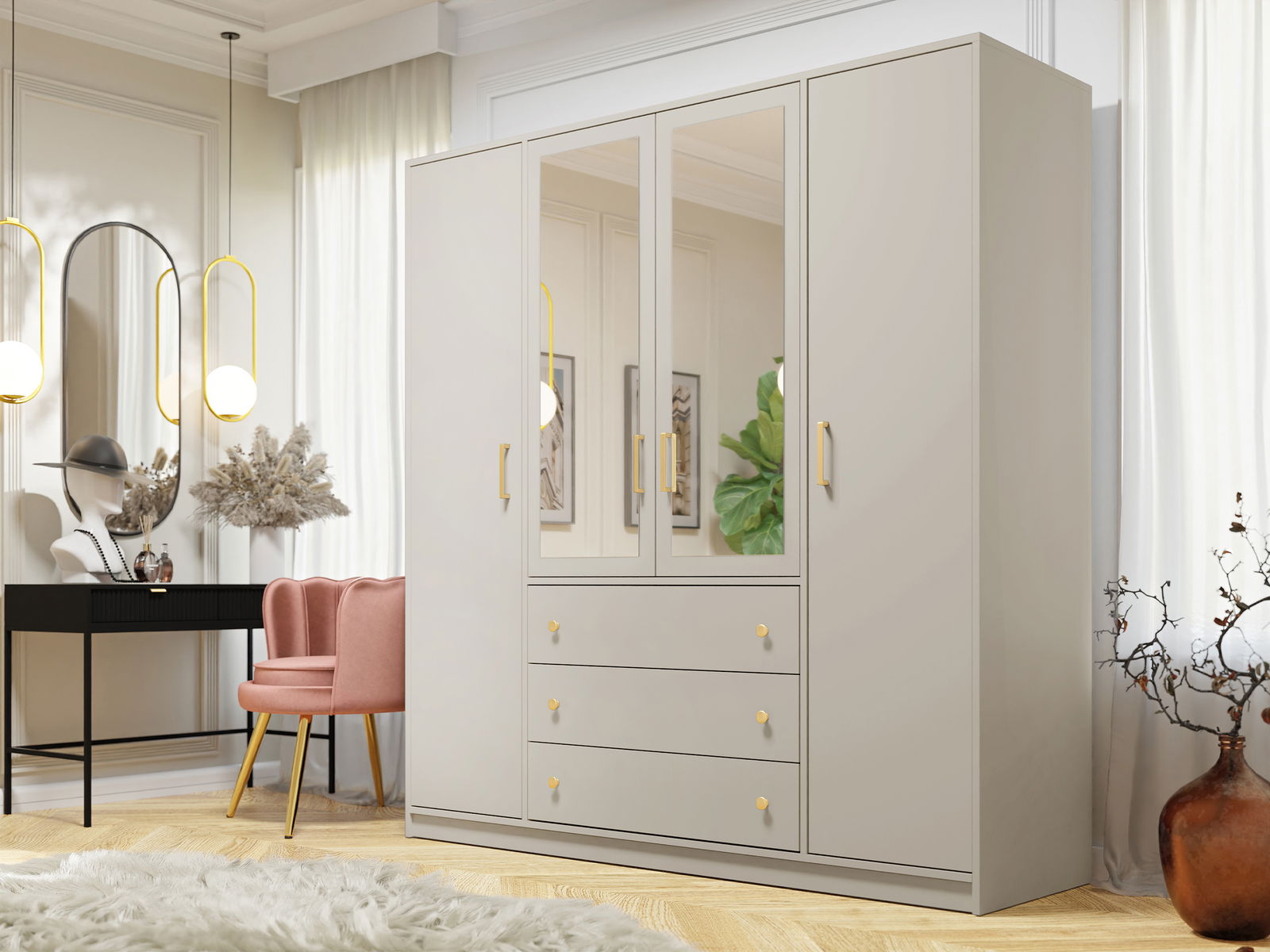 Ντουλάπα Retro D4 Lux τετράφυλλη 3