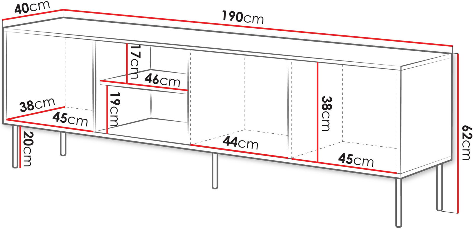 Έπιπλο τηλεόρασης Inserto 190 3D1W 3