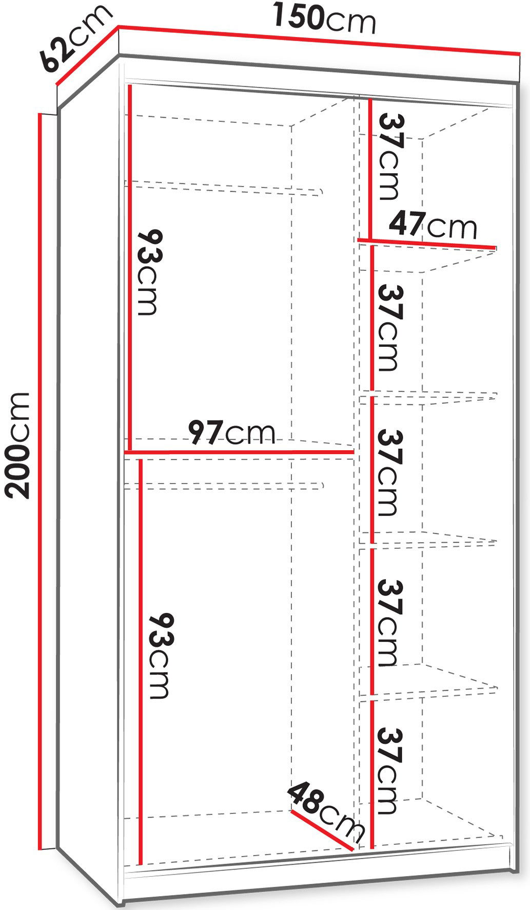Ντουλάπα Wika 150 συρόμενη 3