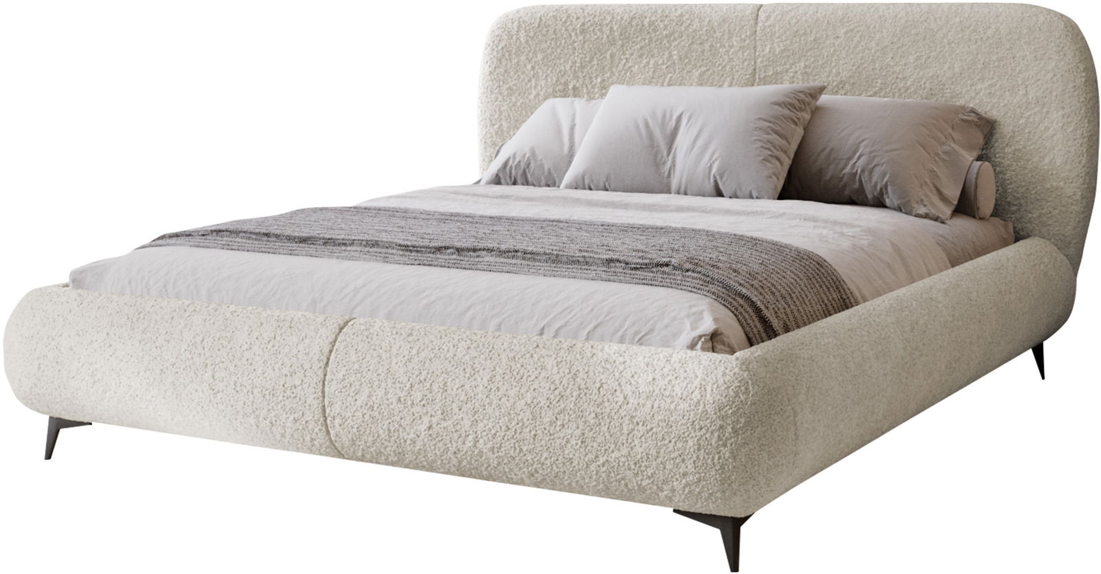 Επενδυμένο κρεβάτι Moe-Beige-160 x 200 1