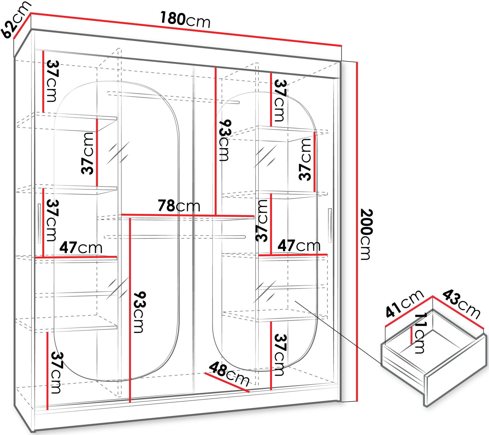 Ντουλάπα Bahrajn 180 συρόμενη 3