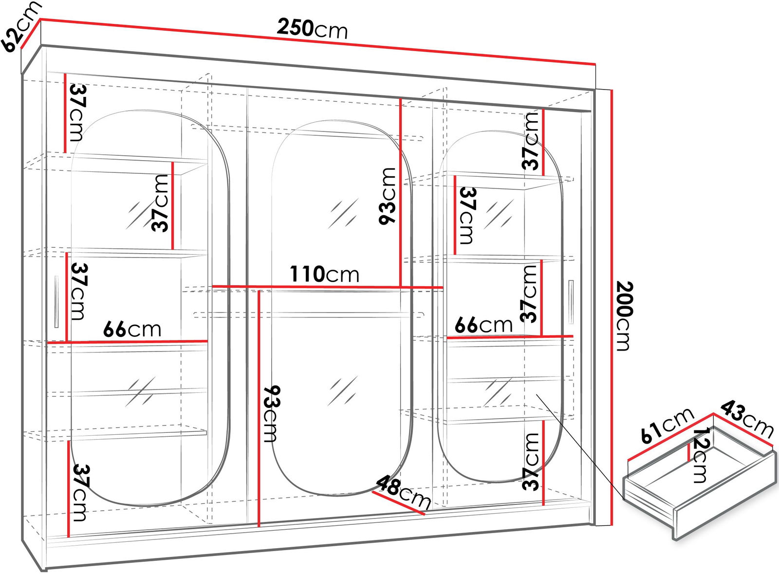 Ντουλάπα Bahrajn 250 συρόμενη 3