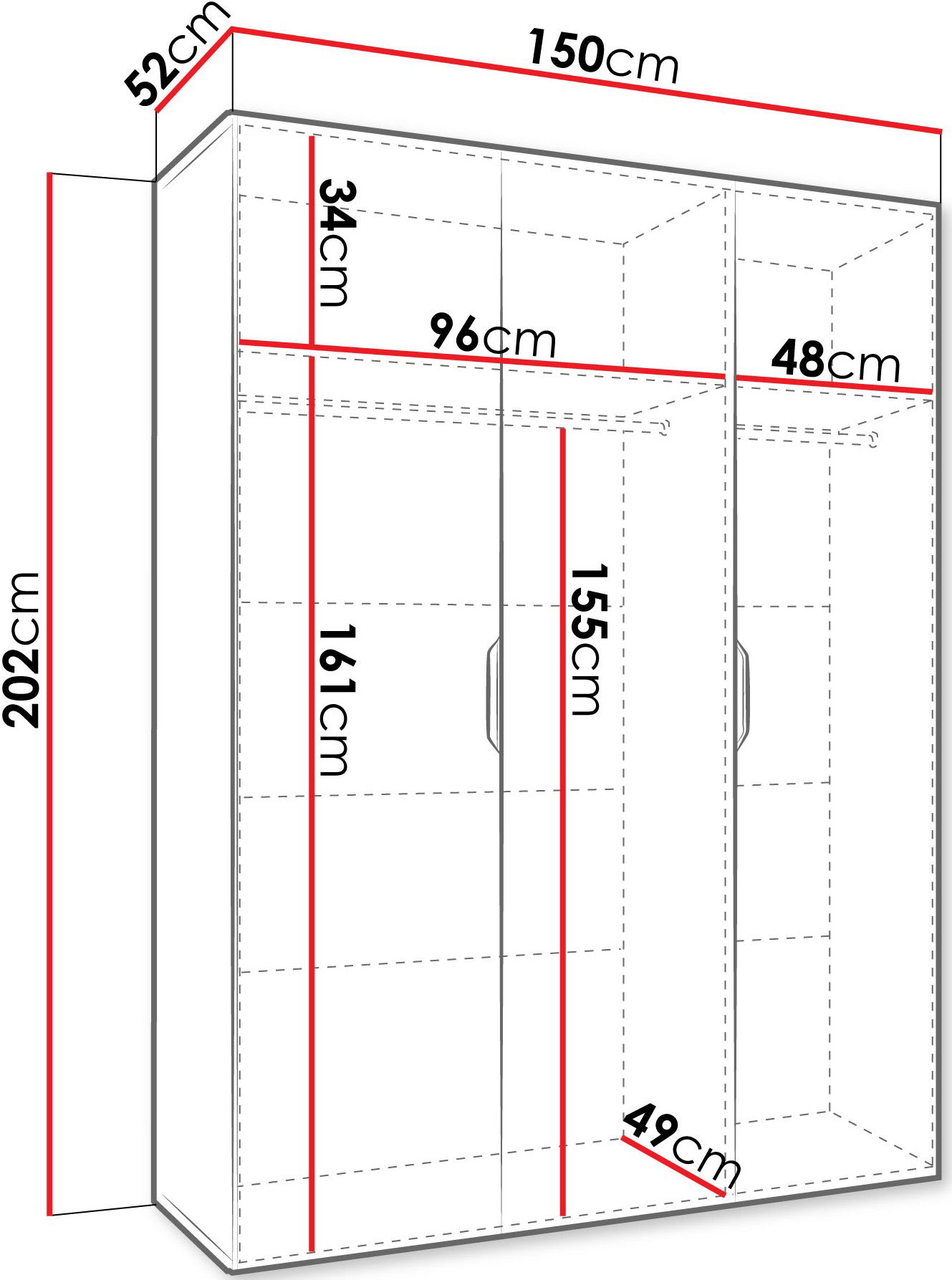 Ντουλάπα Malaga τρίφυλλη 3